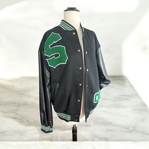 Unisex Oversized Varsity Jacket Vintage Urban Casual Boyfriend Coat L‎ Preloved